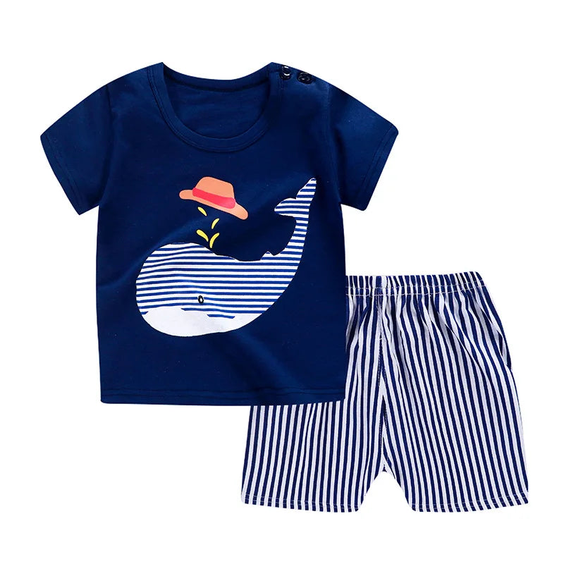 Boys Short Sleeved Suit T-shirt + Shorts 2piece Set