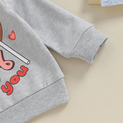 Toddler Infant Baby Girl Boy Valentines Day Outfit Letter Long Sleeve Sweatshirt Jogger Pants Fall Winter Clothes