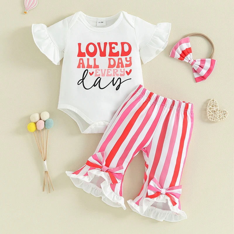 Infant Baby Girl Valentines Day Bell Bottom Outfit