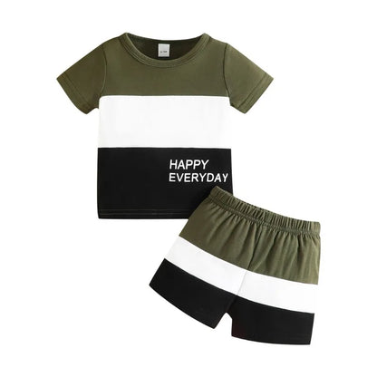 "HAPPY EVERYDAY" Short Sleeve Tshirt and Shorts Summer Outfit