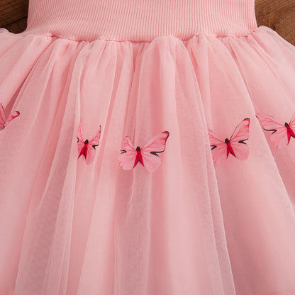 Floral Patterns And Bows Halter Puffy Girl Dress