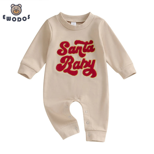 Santa Baby Christmas Long Sleeve Rompers