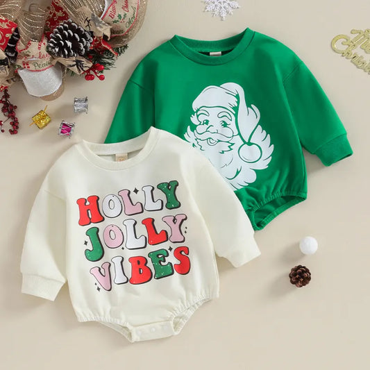 Winter Baby Christmas Rompers Santa Claus/Letters Print Jumpsuit