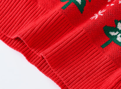 Festive Christmas Kids Sweater - Adorable Elk Print Crew Neck Knitwear