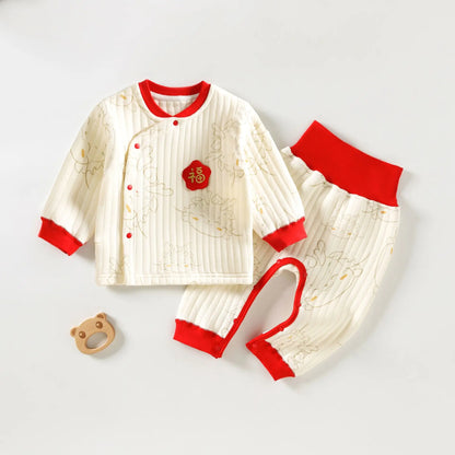 Baby Girl Outfit Combed Cotton Long Sleeve Tops Pants Two Pieces Autumn Winter Infant Clothing Baby Clothes Set