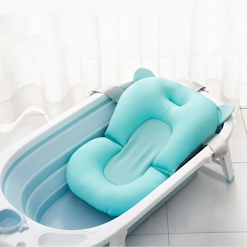 Baby Bath Seat Support Mat Foldable Baby Bath Tub Pad & Chair Newborn Bathtub Pillow Infant Anti-Slip Soft Comfort Body Cushion