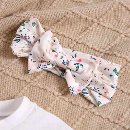 Short Sleeve Letter Bodysuit with Bunny Shorts Set