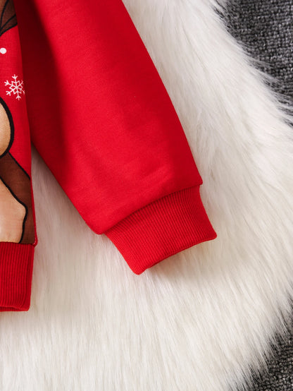 Girls fashion Christmas themed full-body print casual party style pullover hoodie