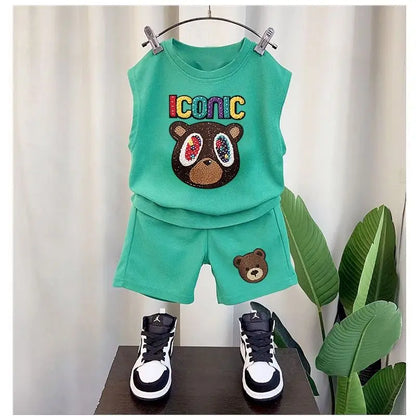 Round Neck T-shirt Top Shorts Set Kids Outfits