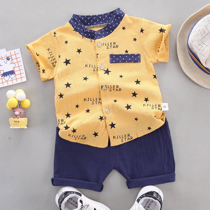 Boy's Suit shirt and Shorts 2PCS  Set