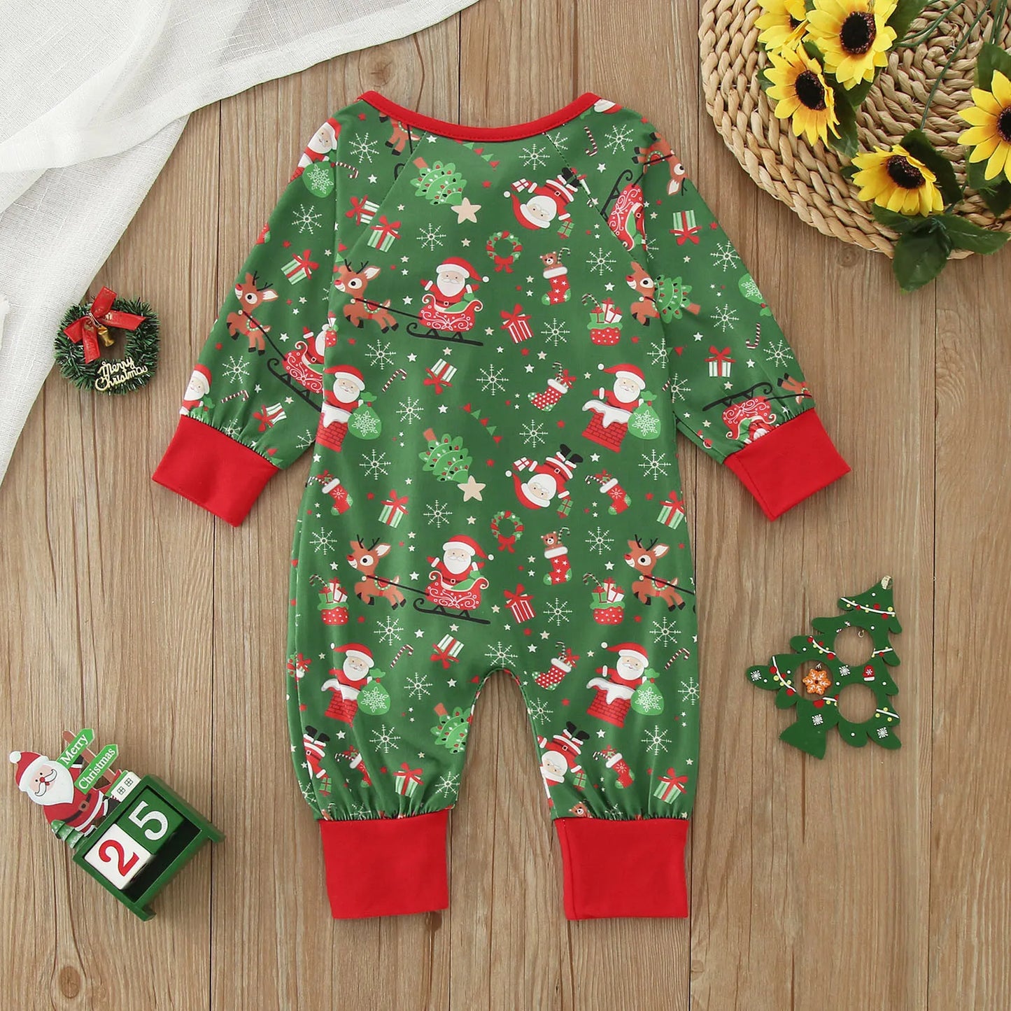 Infant Baby Christmas Print Romper