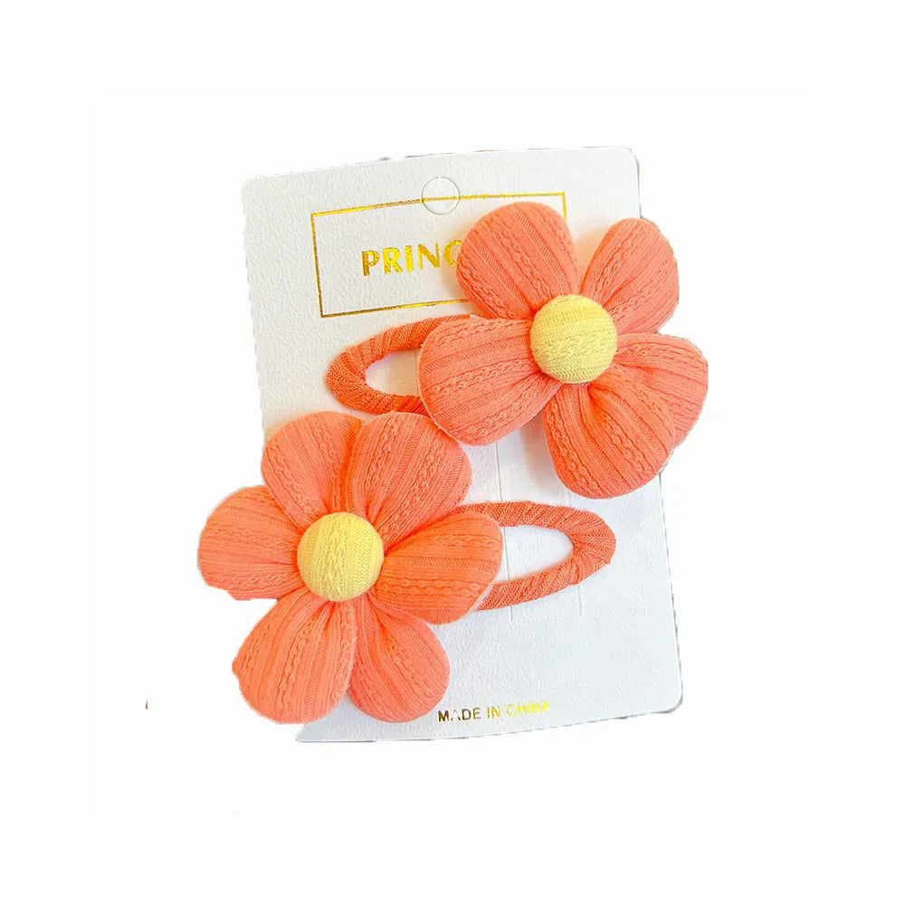 【2-Piece Set】Children's Cute Fabric Flower Pair Clip Hair Accessories Girl Hairpin Temperament Clip Baby Headdress Wholesale