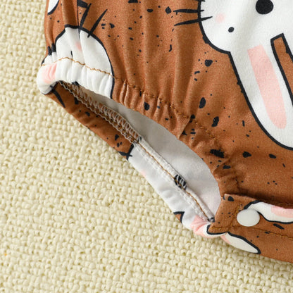 Bunny Print Short Sleeve Rompers