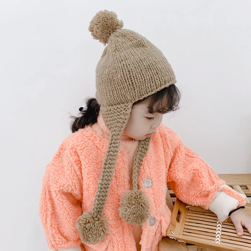 New Winter Baby Hat Pompom Cotton Knitted Baby Cap for Girls Boys Infant Bonnet Kids Cap Baby Accessories 6 Colors