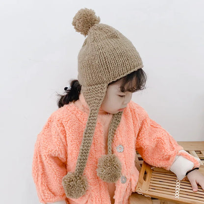 New Winter Baby Hat Pompom Cotton Knitted Baby Cap for Girls Boys Infant Bonnet Kids Cap Baby Accessories 6 Colors