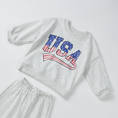 USA Printing Tshirt +shorts Clothes Toddler Clothing Sets
