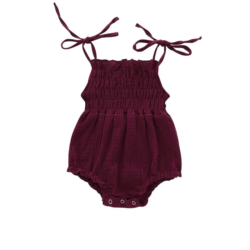 Solid Color Sleeveless Romper