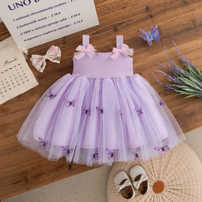 Floral Patterns And Bows Halter Puffy Girl Dress