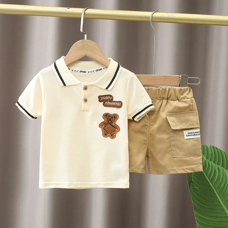 Short Sleeve Polo-shirt + Shorts Outfit Casual Summer Clothes