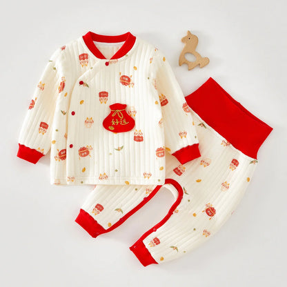 Baby Girl Outfit Combed Cotton Long Sleeve Tops Pants Two Pieces Autumn Winter Infant Clothing Baby Clothes Set