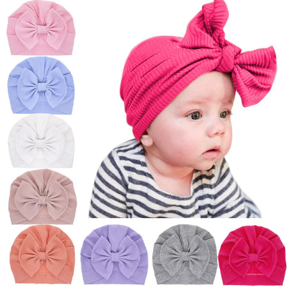 Baby Girl Cotton Turban Big Bow Hat