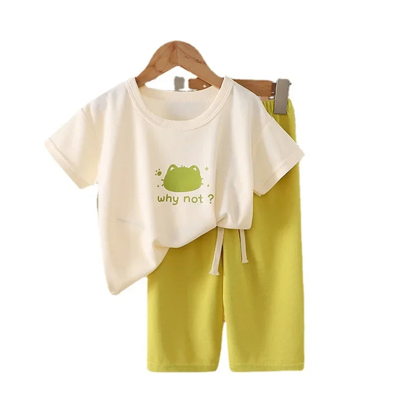 2024 Summer Children Clothes Sets Sports School Outfits for Baby Girl Boy Suit T-shirts+Pants 2 Piece Kids 1-8Yrs Clothing