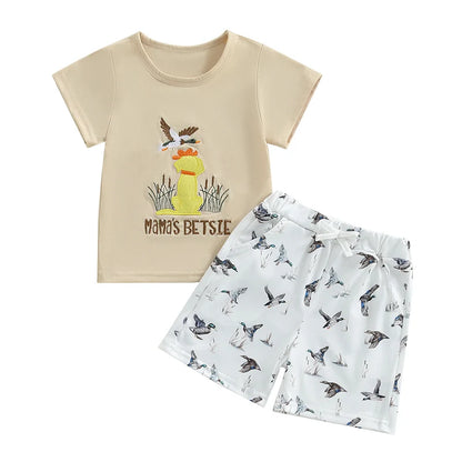 Short Sleeve T-shirts + Elastic Waist Shorts