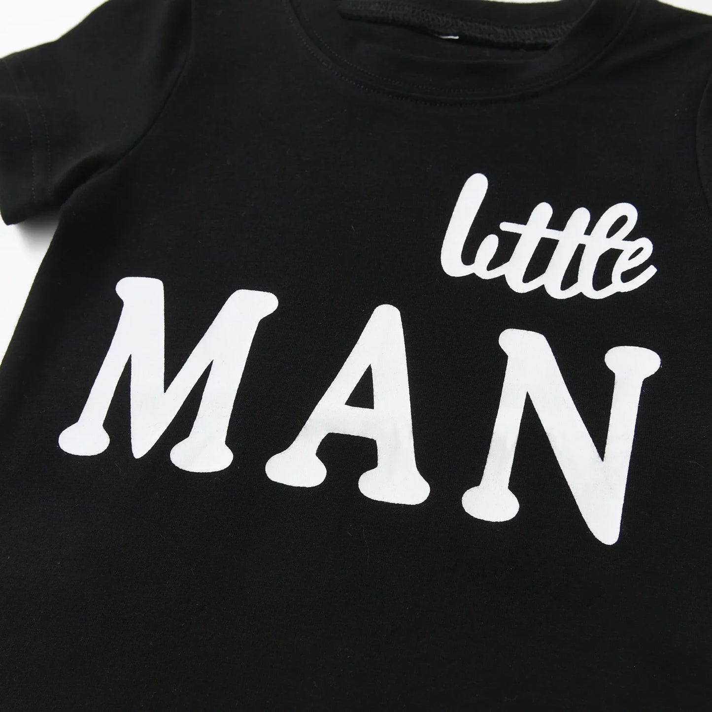 "Little Man" Short Sleeves Letters Printed Tee and Shorts