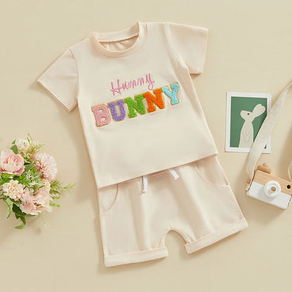 Hunny Bunny Embrodiery Short Sleeve T-Shirt and Shorts Set