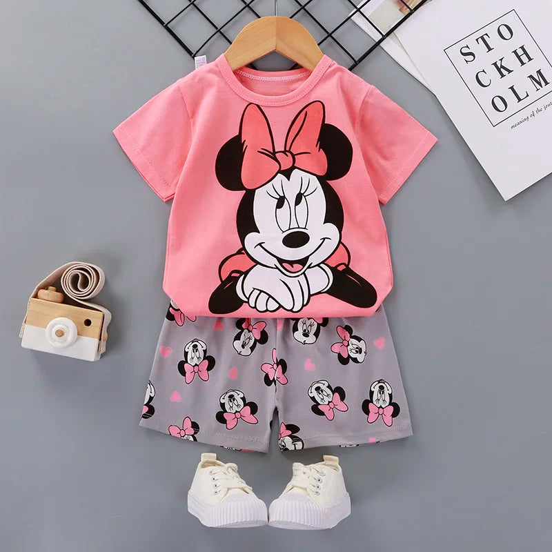 Cartoon short sleeve cotton girls Outfits