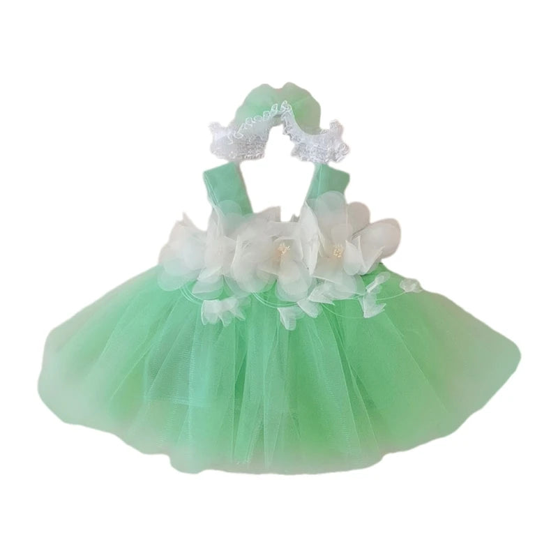 3Pcs Newborn Photography Props Baby Girl Lace Dress Infant Toddler Photo Props Headdress Outfits