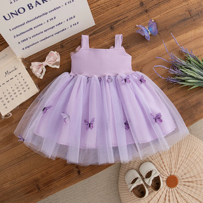 Floral Patterns And Bows Halter Puffy Girl Dress
