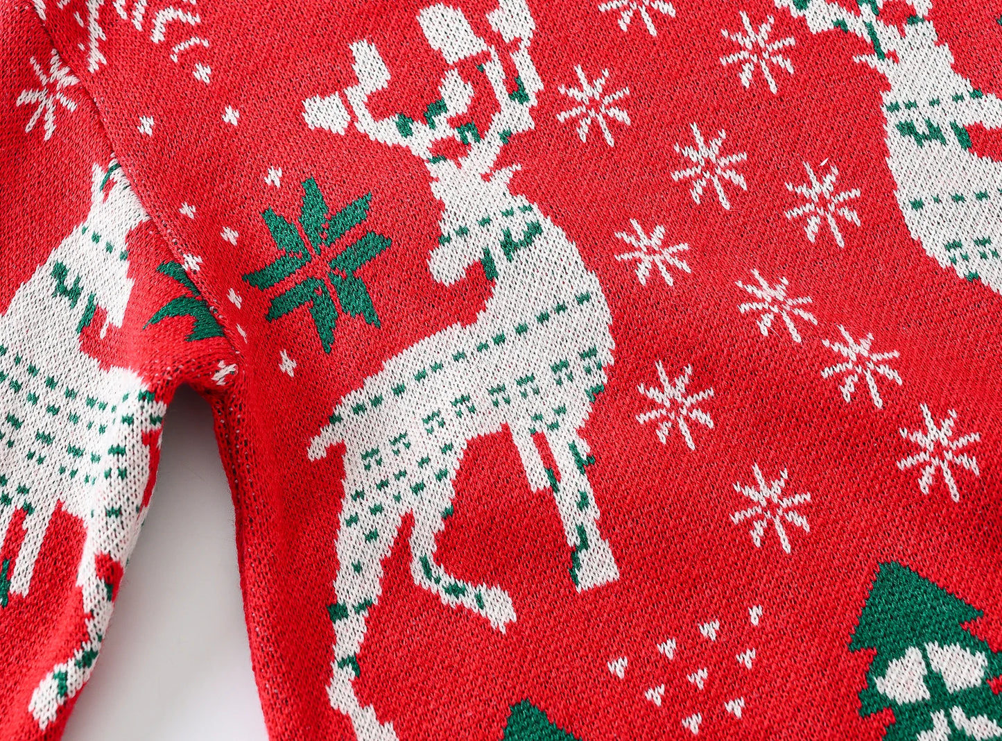 Festive Christmas Kids Sweater - Adorable Elk Print Crew Neck Knitwear