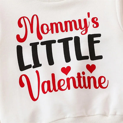 Funny Letters Sweatshirt + Red Pants Set Valentines Outfit