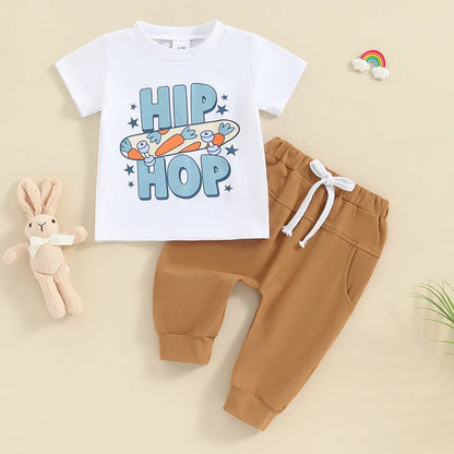 Hip Hop Skateboard Print T-Shirt with Pocket Pants