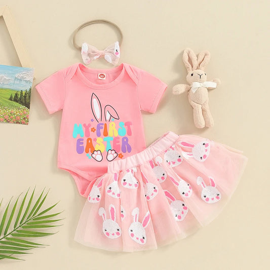 “My First Easter” Rompers Bunny tutu skirt