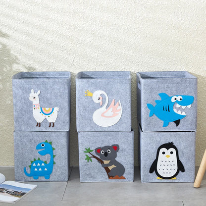 Collapsible Storage Box Cube Felt Fabric Bin for Kids Toys Organizer Storage Basket Custom Animal Pattern Container With Handle