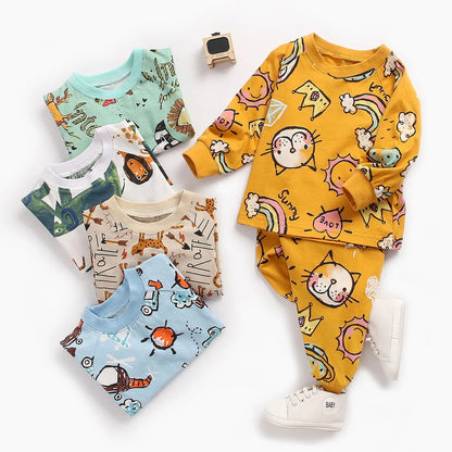 0-4T 2pcs Baby Clothes set Newborn Kid Baby Boy Girl Clothes Autumn Winter Outfit Long Sleeve Top Pant suit Cotton two piece set