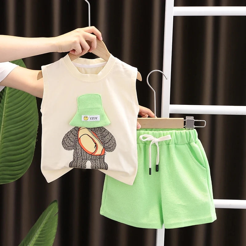 New Summer Baby Girls Clothes Children Boys Vest Shorts 2Pcs/Sets Infant Outfits Toddler Casual Sports Costume Kids Tracksuits