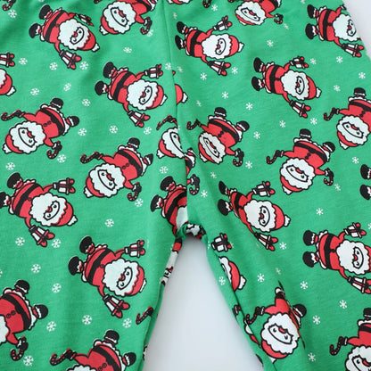 Green Toddler Baby Christmas Cartoon Santa Pj Set