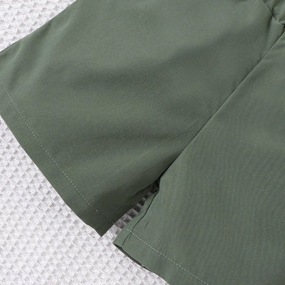 fashionable and casual solid color short sleeved shirt and shorts