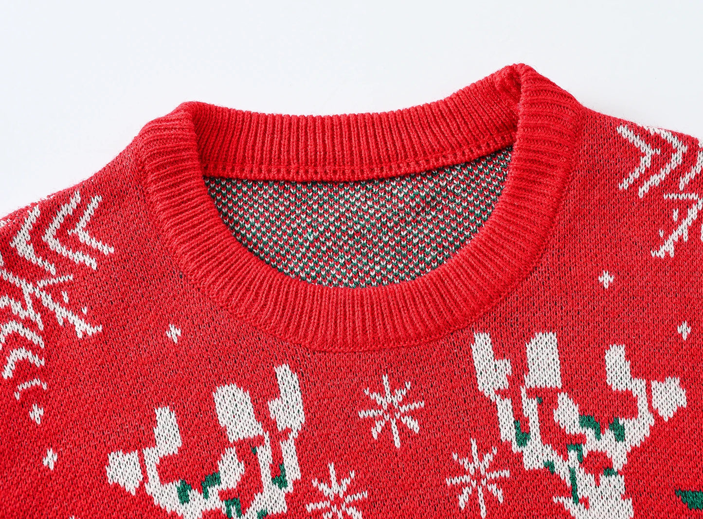 Festive Christmas Kids Sweater - Adorable Elk Print Crew Neck Knitwear