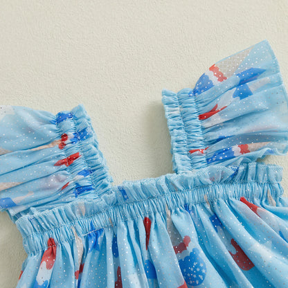 Girls Fourth of July Cami Dress Sleeveless Star Popsicle Print