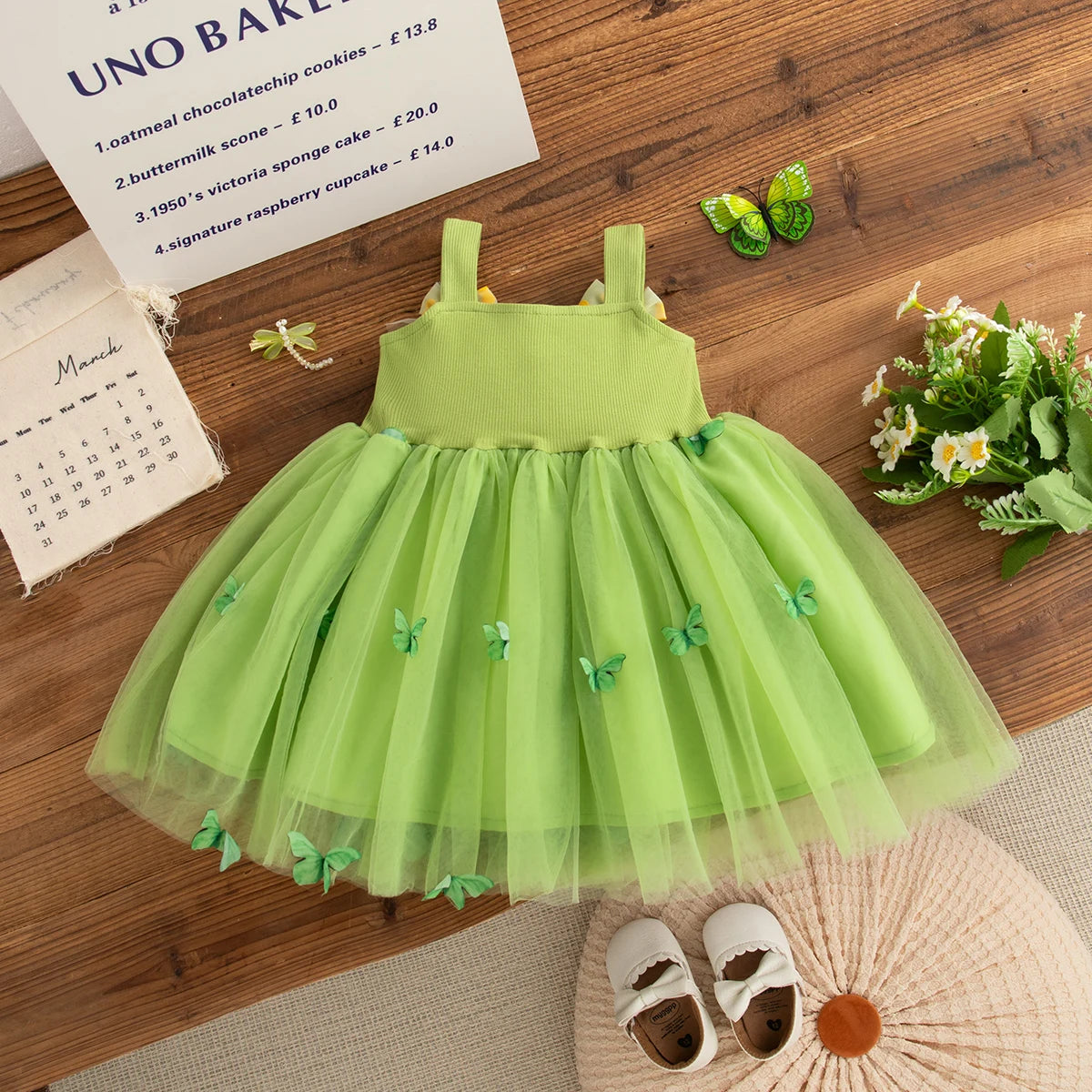 Floral Patterns And Bows Halter Puffy Girl Dress