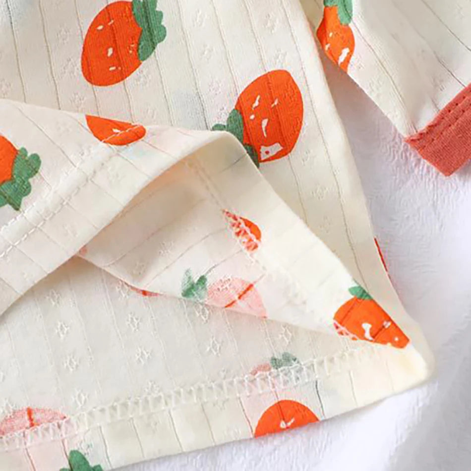 Summer Kids Cotton Long Sleeve and Pants Pajamas Set Soft Breathable Baby Sleepwear Cartoon Bear AC Room Wear Boys Girls Clothes