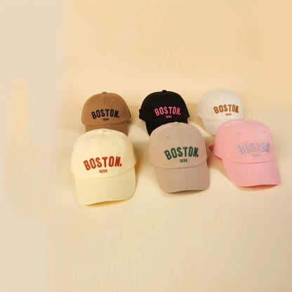 Kids Baseball Cap Solid Letter Embroidery Boston Snapback