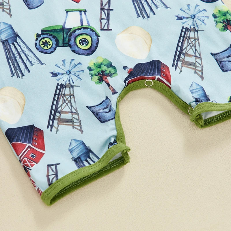 Short Sleeve Lapel Western Elements Print Jumpsuit