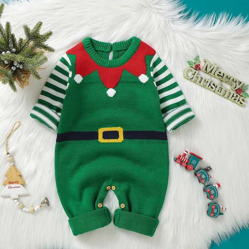 Baby Santa Green Christmas Jumpsuit