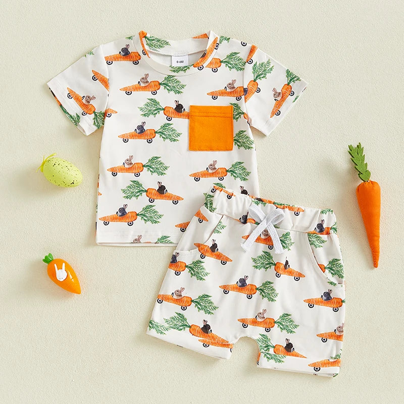 Crew Neck Short Sleeve T-Shirt with Shorts Set