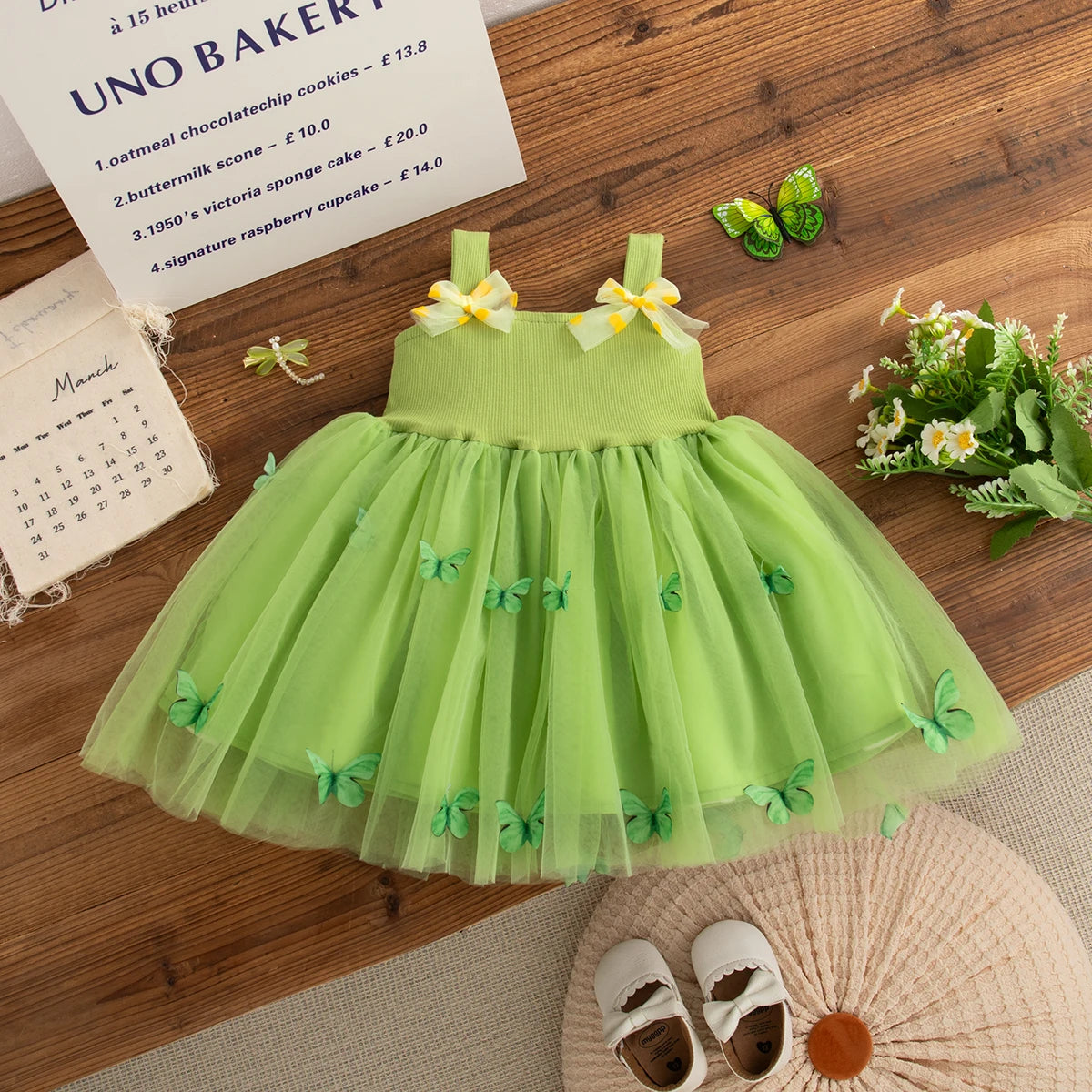 Floral Patterns And Bows Halter Puffy Girl Dress
